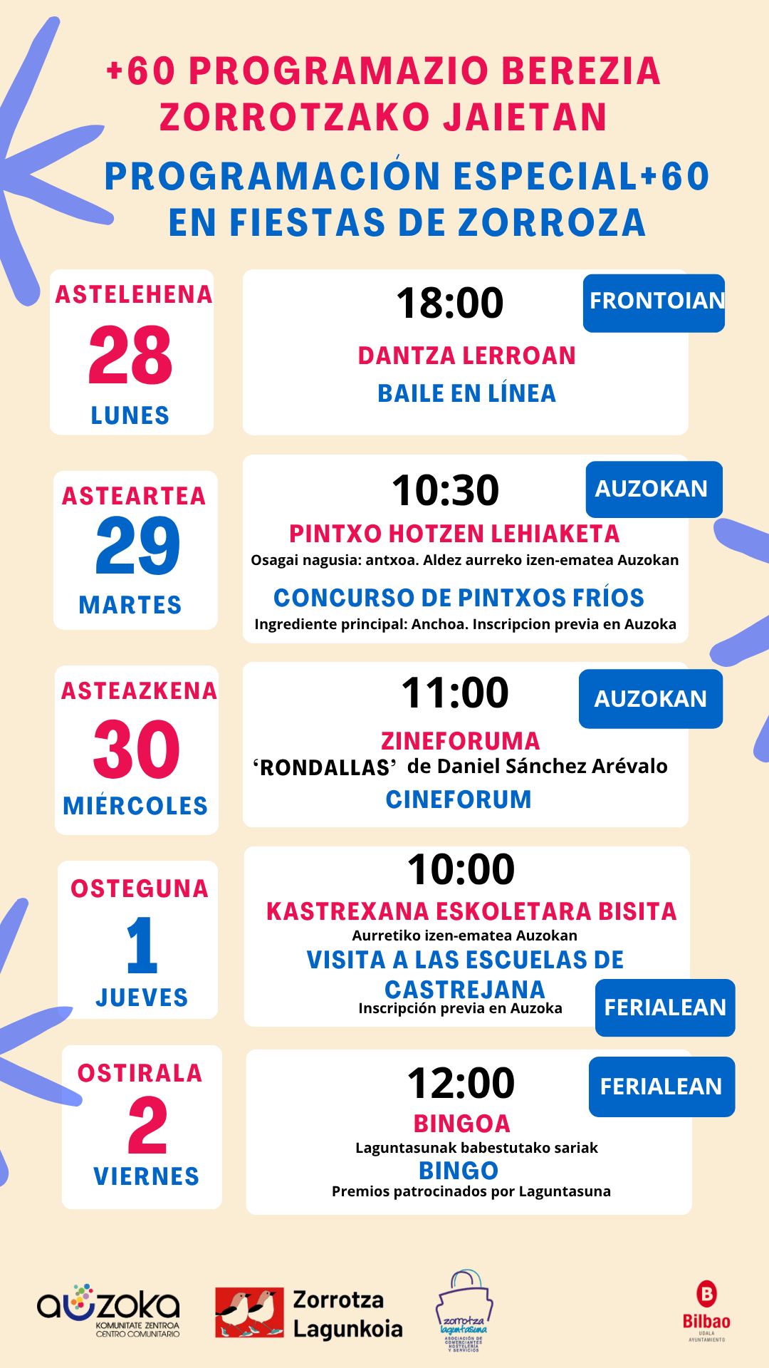 Programación especial de Zorrotza Lagunkoia en las fiestas del barrio